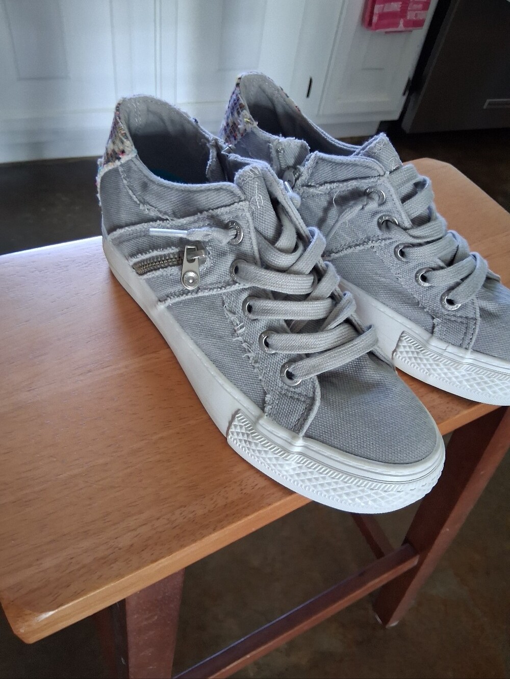 Blowfish Womens Gray Canvas High-Top Sneakers with Side Zipper